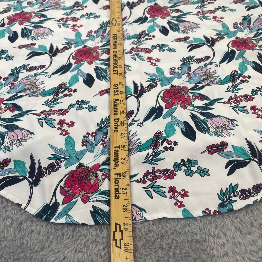 Chico's Button Front Blouse Womens 2 White Floral Tropical Short Dolman Sleeve - Picture 6 of 6